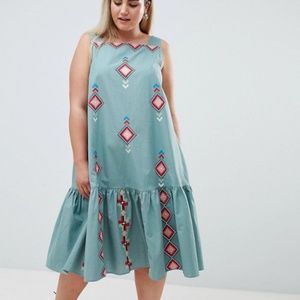 ASOS Curve Embroidered Trapeze Midi Dress